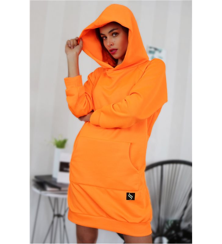 Mikinové šaty IKA/ oranž. neon
