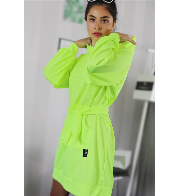 Mikinové šaty IKA/ žltý neon