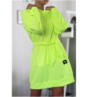 Mikinové šaty IKA/ žltý neon